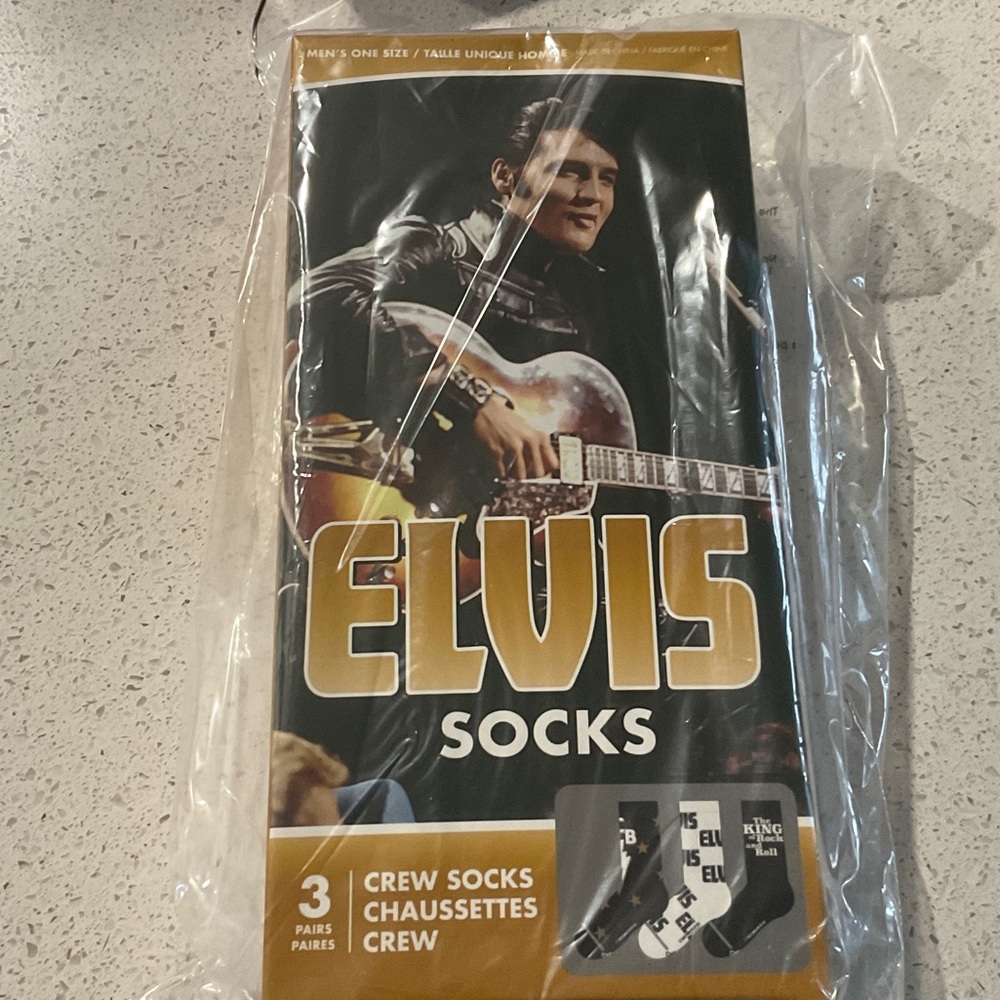 Elvis Black and White Crew Socks - 3 Pack